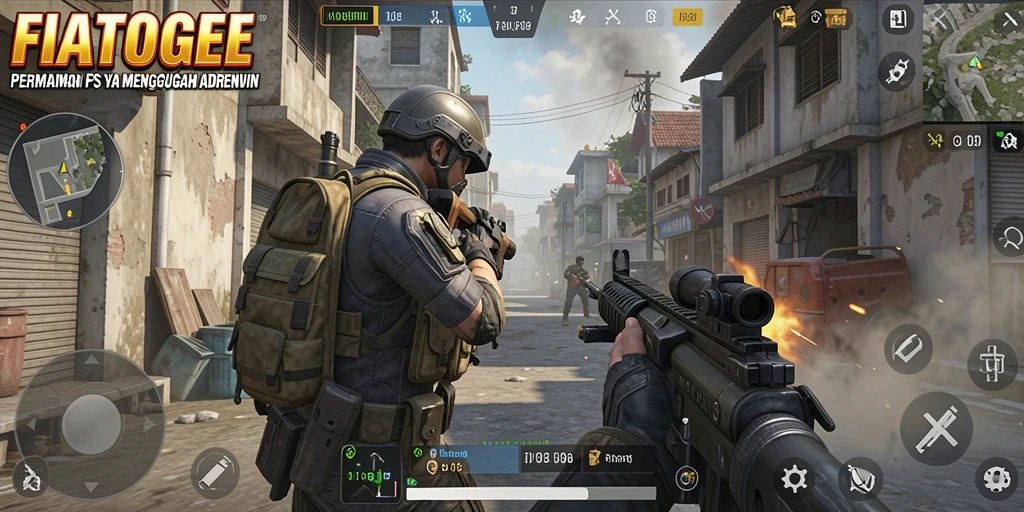 Tampilan gameplay seru di FIATOGEL dengan aksi tembak-menembak yang mendebarkan.
