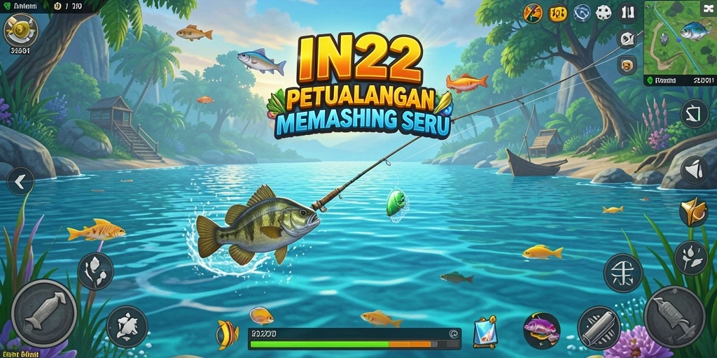 Screenshot gameplay menunjukkan pesona memancing yang menakjubkan.