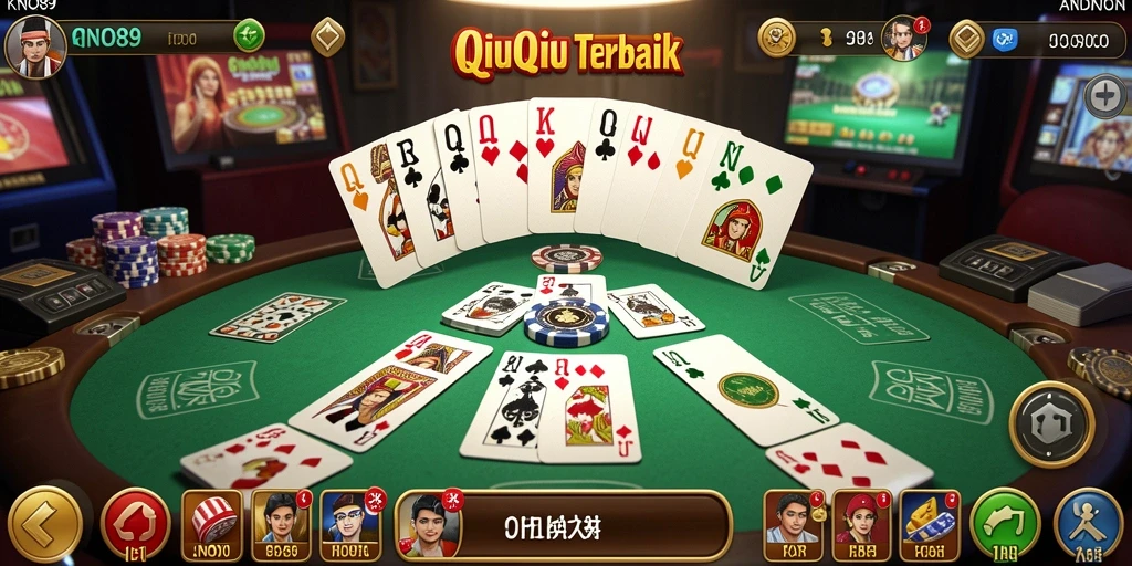 Tampilan gameplay seru dari KNO89 yang menampilkan kartu QiuQiu.