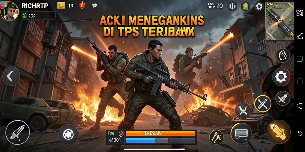 Screenshot utama RICHRTP menampilkan aksi seru dalam pertempuran TPS.